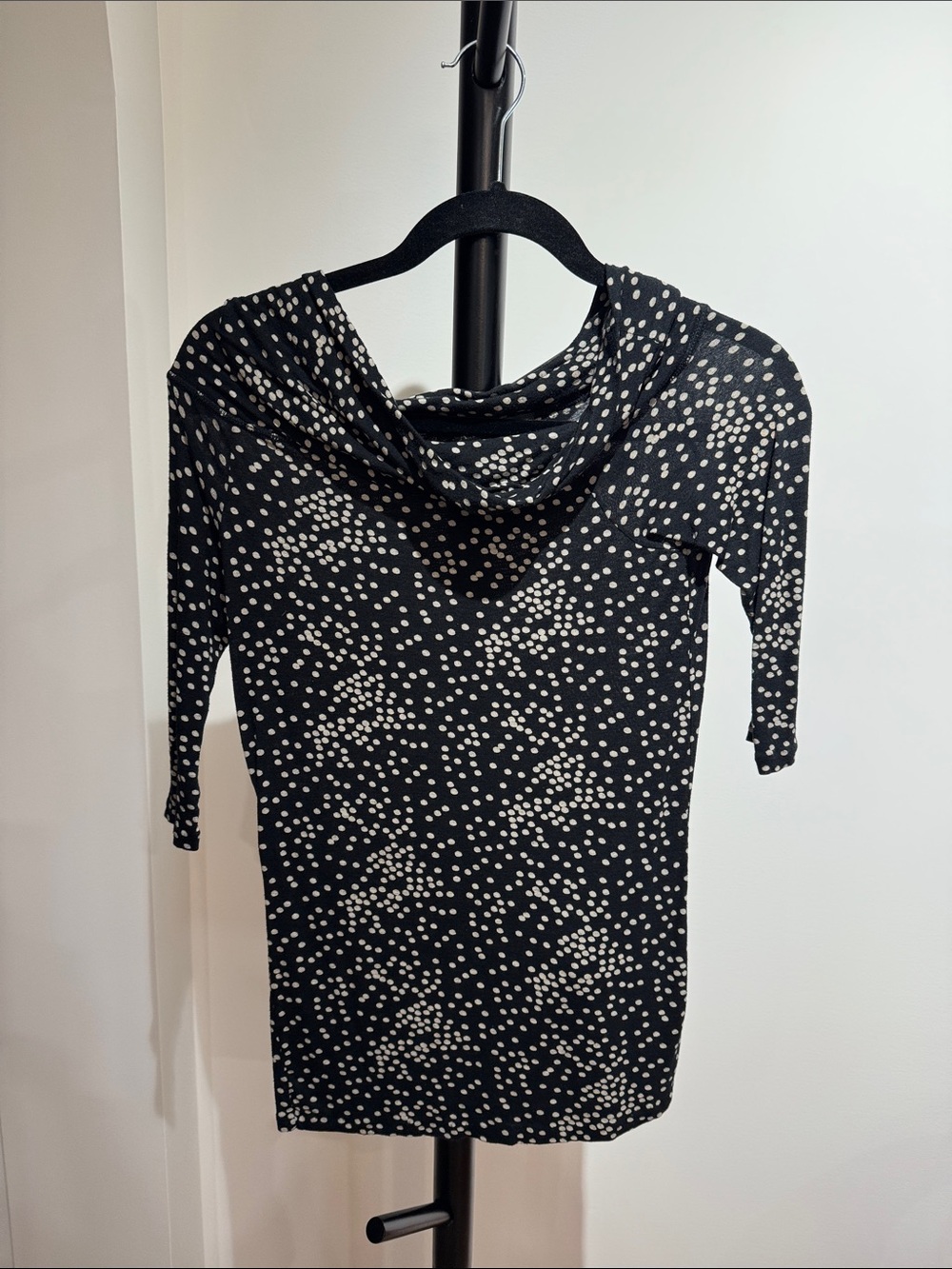 Armani Exchange Black Top with White Polka Dots